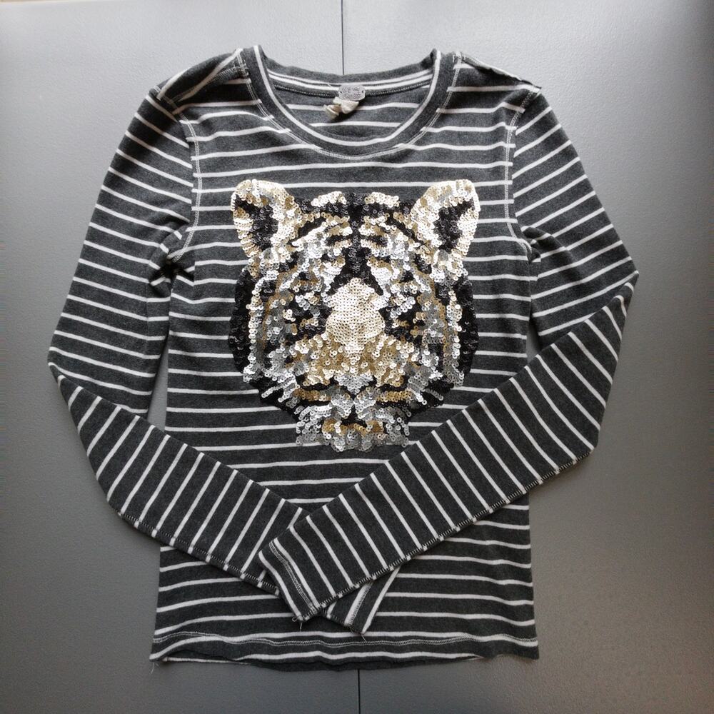 Free People We the Free My Kinda Stripe Tiger Tee Long Sleeve XS Sequin Indie